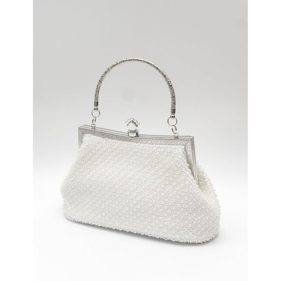 1920s Vintage Women's Beaded Clutch Elegant Retro White - Picture 6 of 9